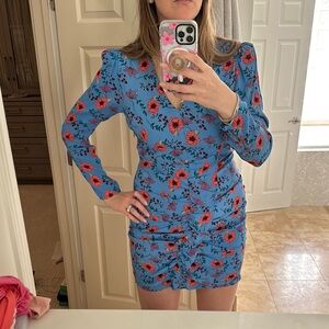 ASTR The Label Floral Blue Dress